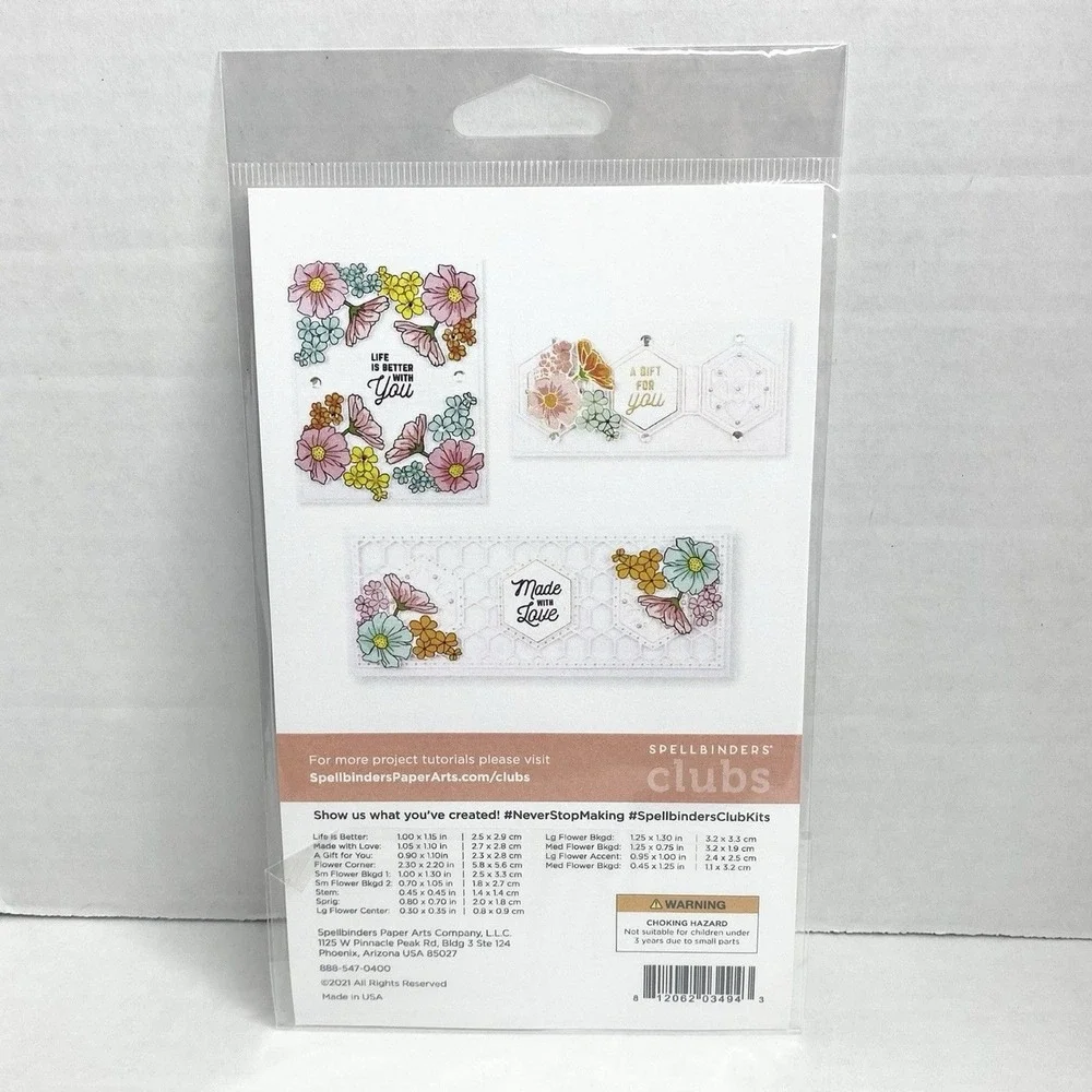 Spellbinders Clear Stamp of the Month Club August 2021 Hex Tile Stamps 13pc